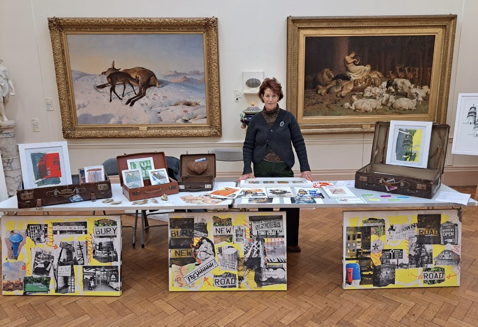 Louise Garman with her display at Bury Art Museum