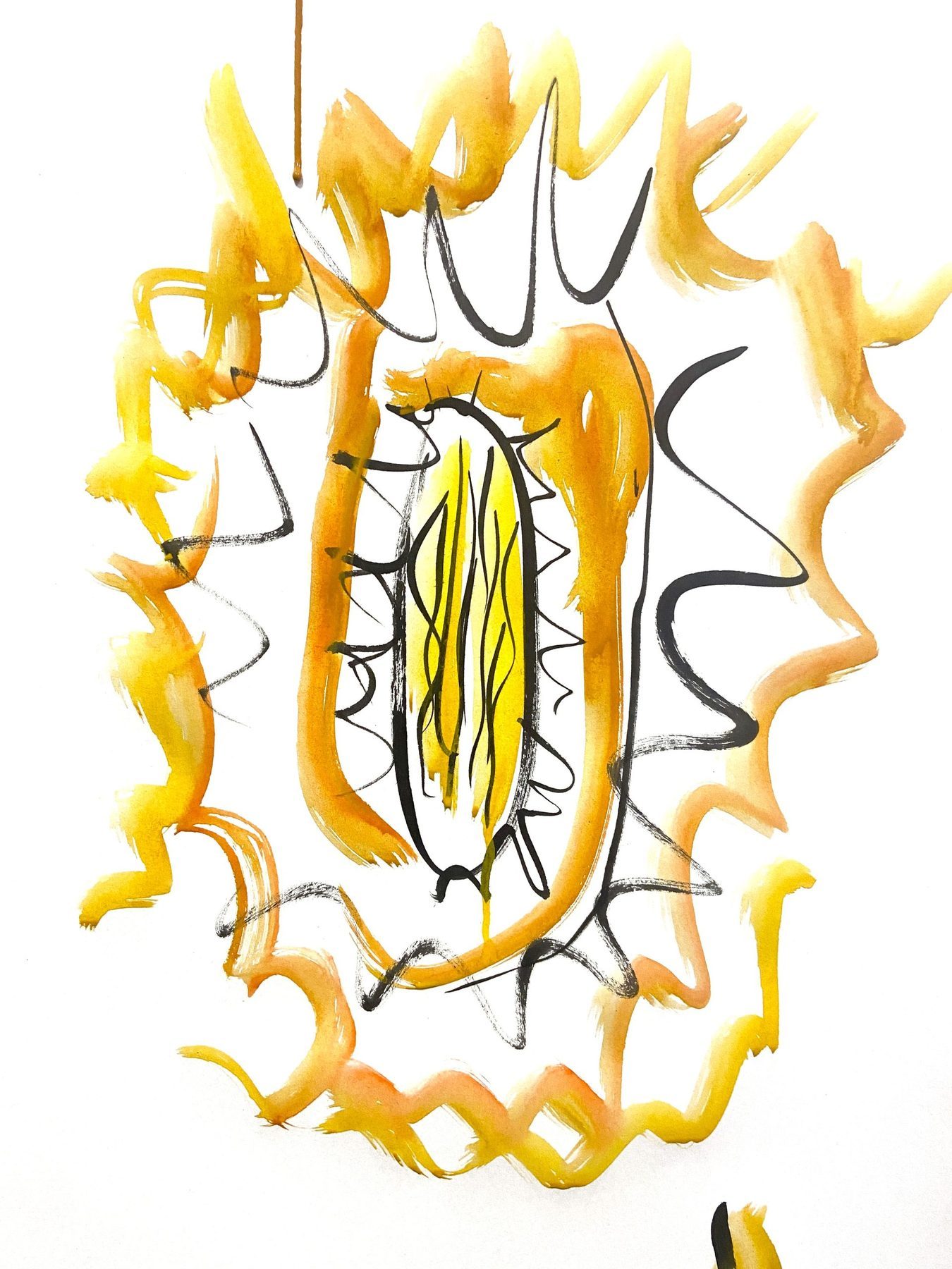 Knot — giclee print of an abstract knot-like form in yellow and orange
